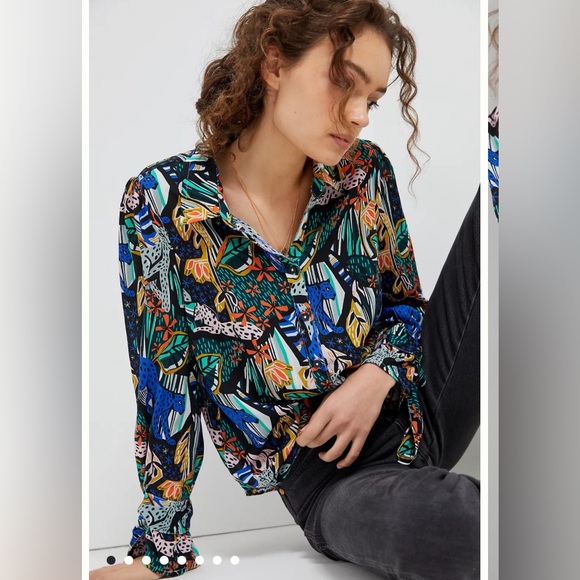 ANTHROPOLOGIE Maeve Masha Volnova Carmiel Buttondown Top sz 2 - Picture 2 of 9